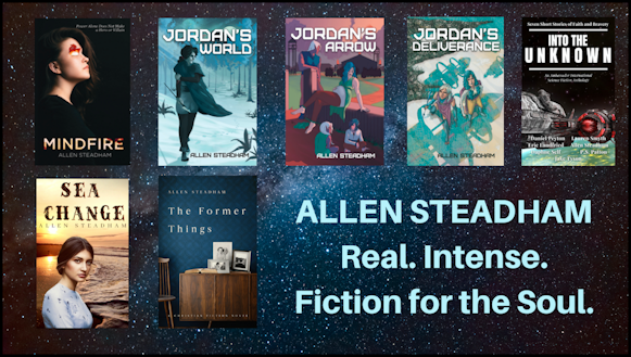 Graphic illsutrating books by Allen Steadham.