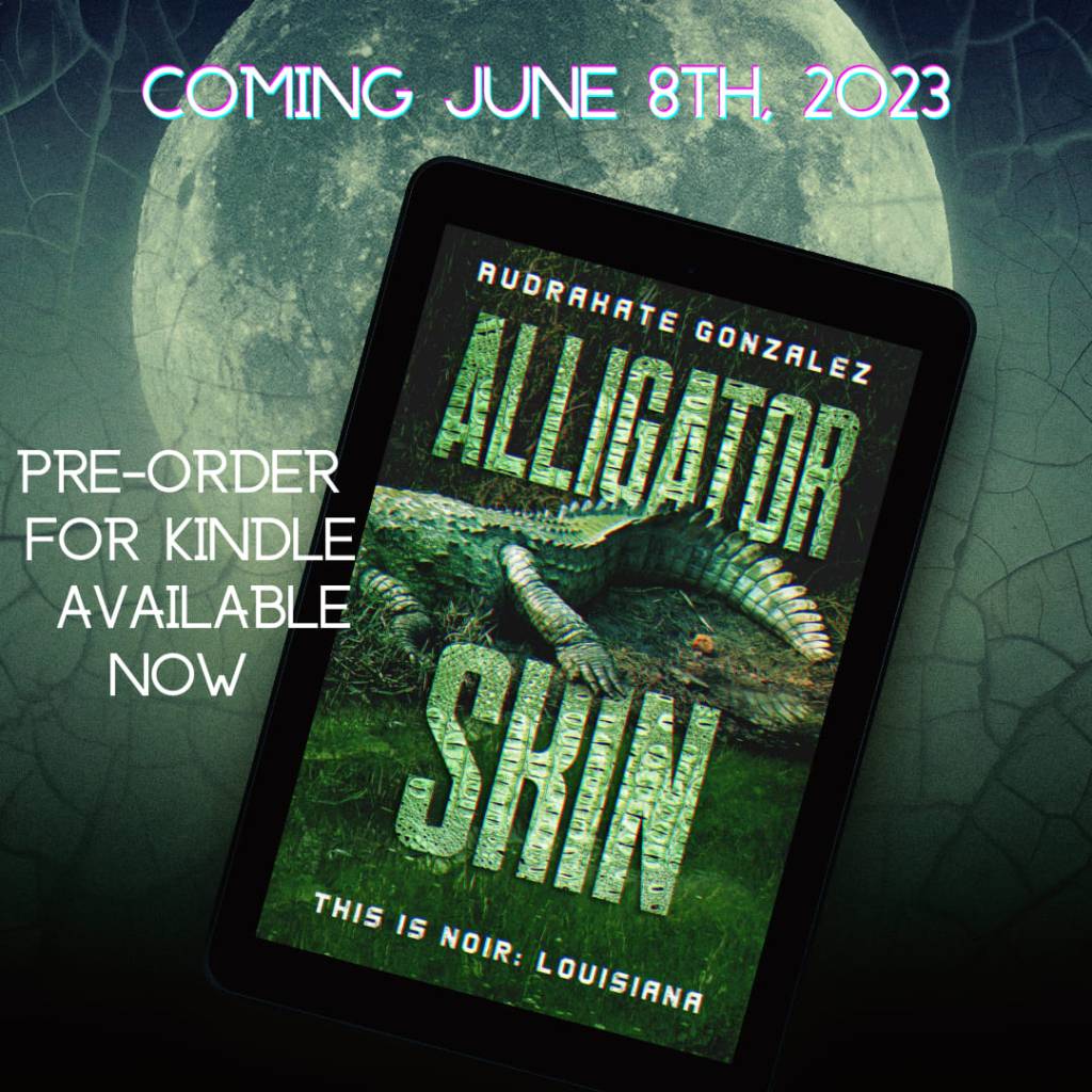 Pre-order graphic for AudraKate's new book, Alligator Skin.