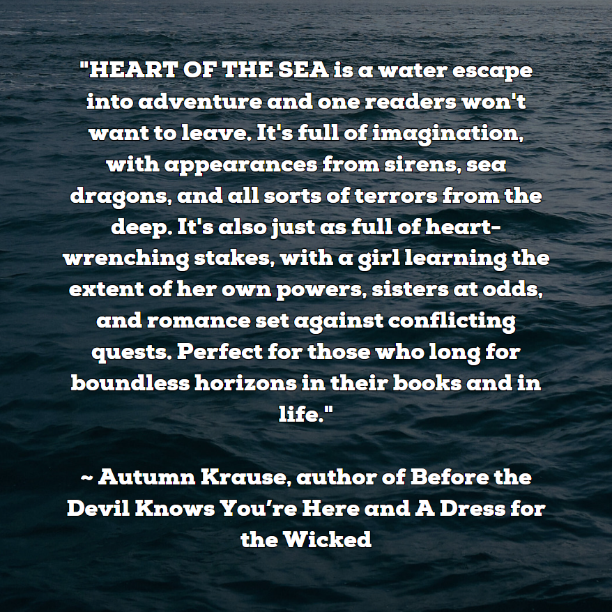 White text over ocean water. Endorsement for Heart of the Sea.